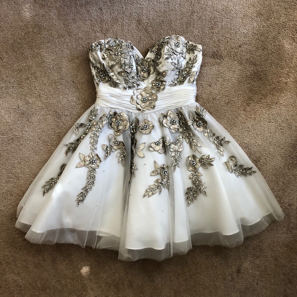 White & Platinum Cocktail Dress